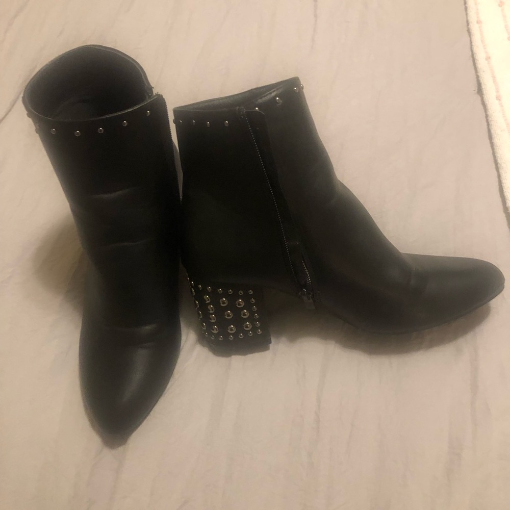Studded black bootie boots